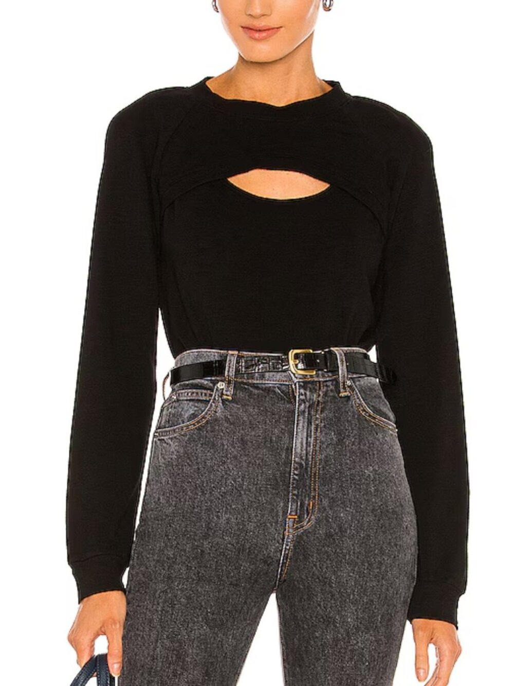 MONROW Cutout Super soft Peekaboo Sweatshirt Black XS